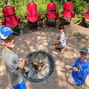 Boy eating smore treat