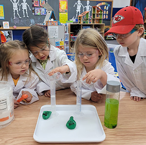students doing a lab experiment