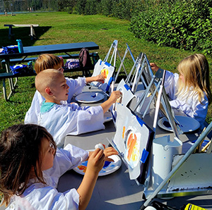Students painting art