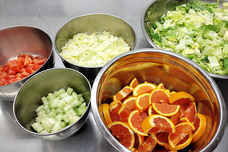 2-Fresh school lunch ingredients in bowls
